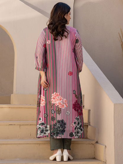 Dhiyona IE Indo era Printed Pure Cotton Round Neck Top With Trousers Co-Ords Set