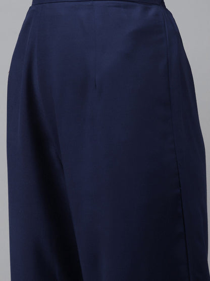 Women Blue Floral Printed Regular Kurta with Palazzos & With Dupatta