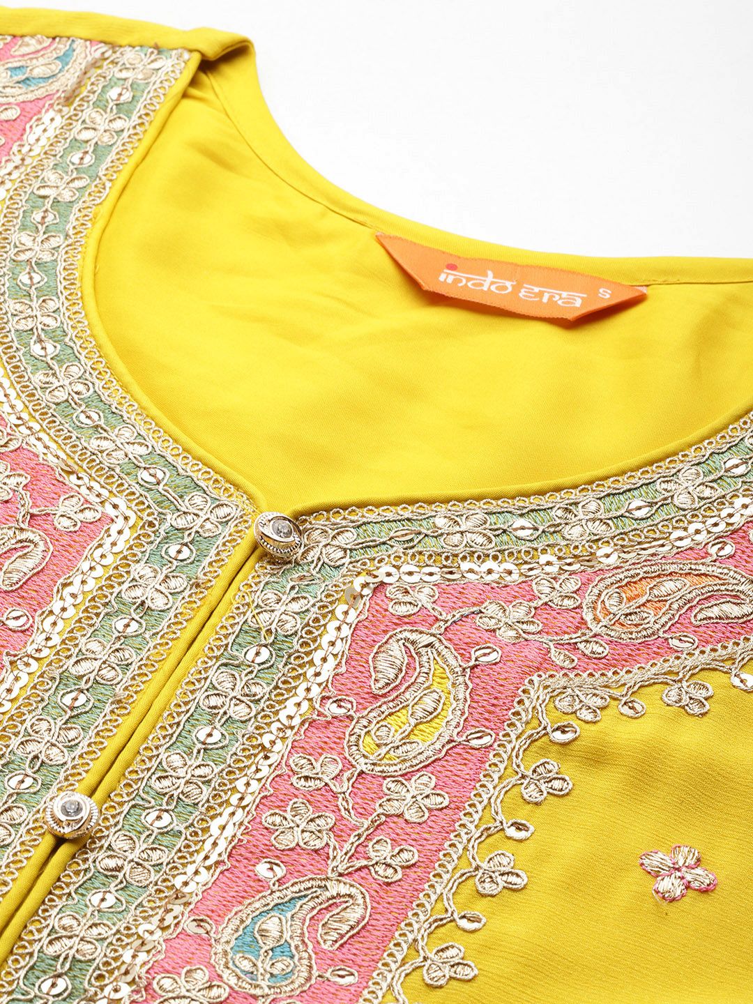 Dhiyona IE Paisley Embroidered Sequinned Kurta with Palazzos & With Dupatta