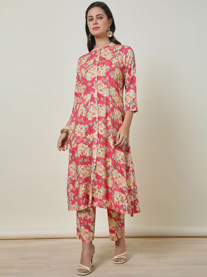 Dhiyona SO Women's Rayon Floral Print Kurta Set