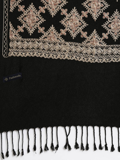 Dhiyona PA Women Black Aari Embroidered Shawl