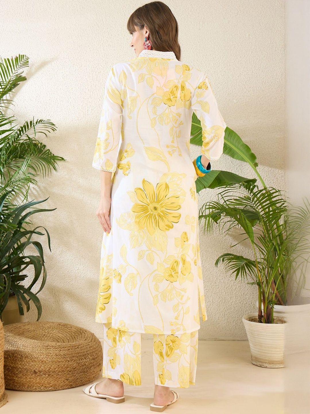 Women Floral Printed Regular Pure Cotton Kurta with Palazzos