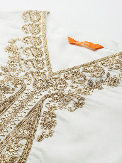 Women Paisley Embroidered Kurta with Trousers & With Dupatta