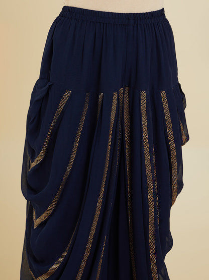 Dhiyona SO Women's Women Ethnic Motifs Silk Georgette Kurta with Dhoti Pants & With Dupatta