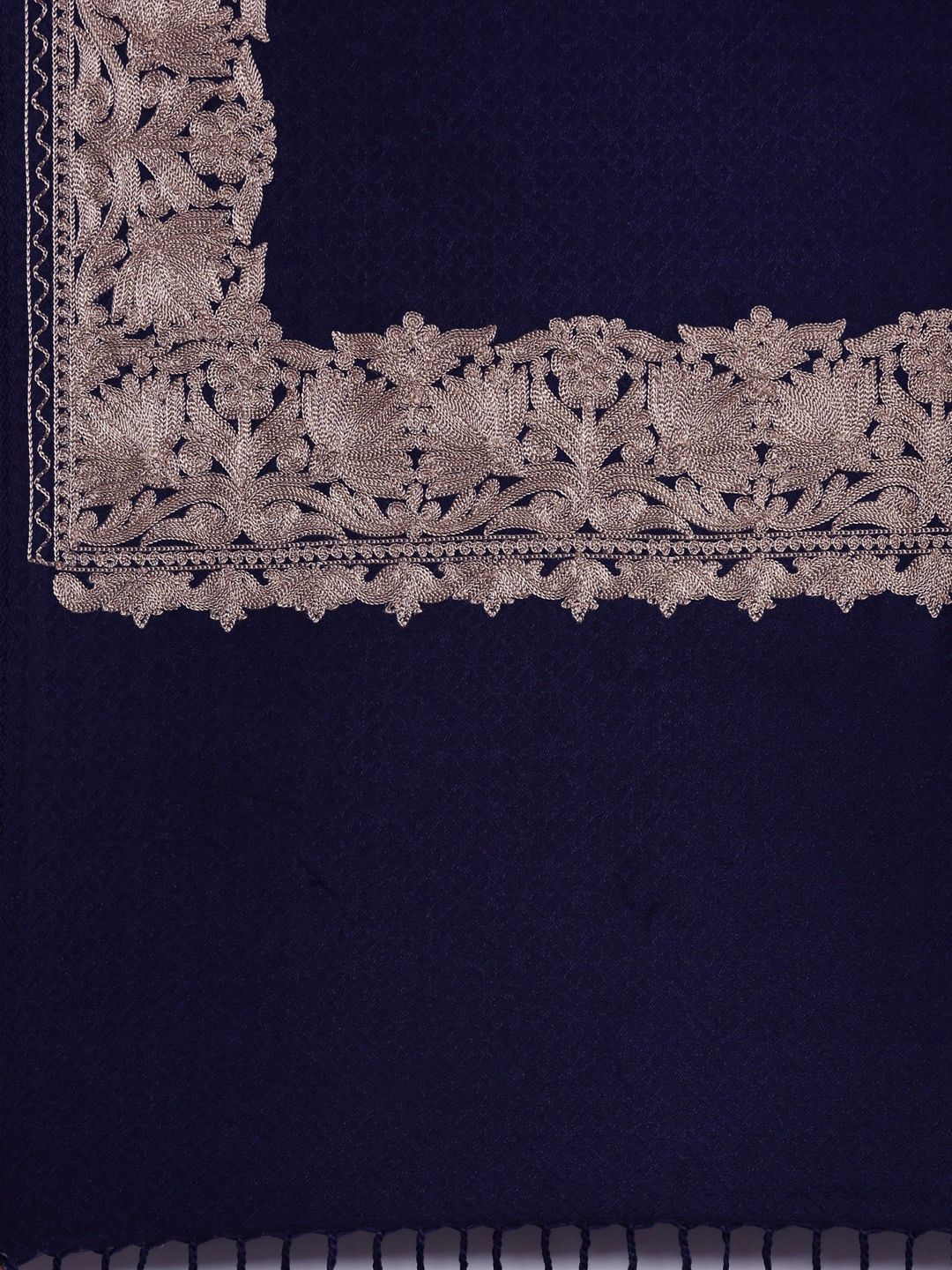 Dhiyona PA Women Navy Blue & Golden Embroidered Shawl