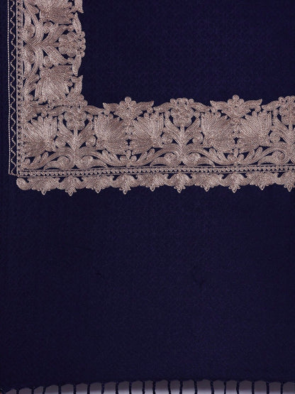 Dhiyona PA Women Navy Blue & Golden Embroidered Shawl
