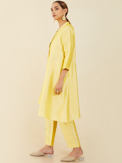 Dhiyona SO Women's Women Mustard Yellow Kurta with Trousers