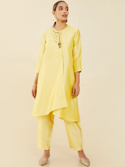Dhiyona SO Women's Women Mustard Yellow Kurta with Trousers