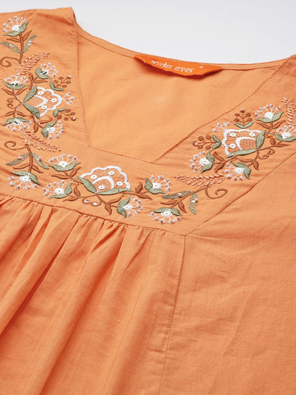 Ethnic Motifs Embroidered Pure Cotton Kurta with Trousers