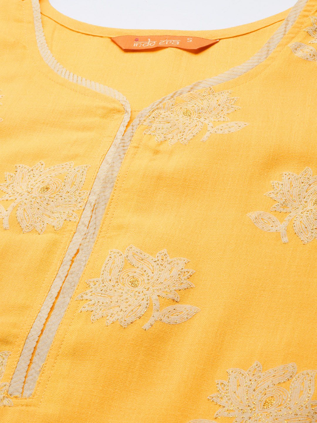 Dhiyona IE Women Yellow Floral Embroidered Kurta with Palazzos & Dupatta