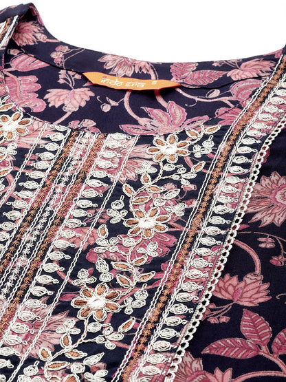 Dhiyona IE Women Floral Printed Thread Work Kurta
