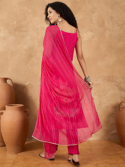 Dhiyona VA Women's Spaghetti Strap Floral Kurta with Trousers & Dupatta
