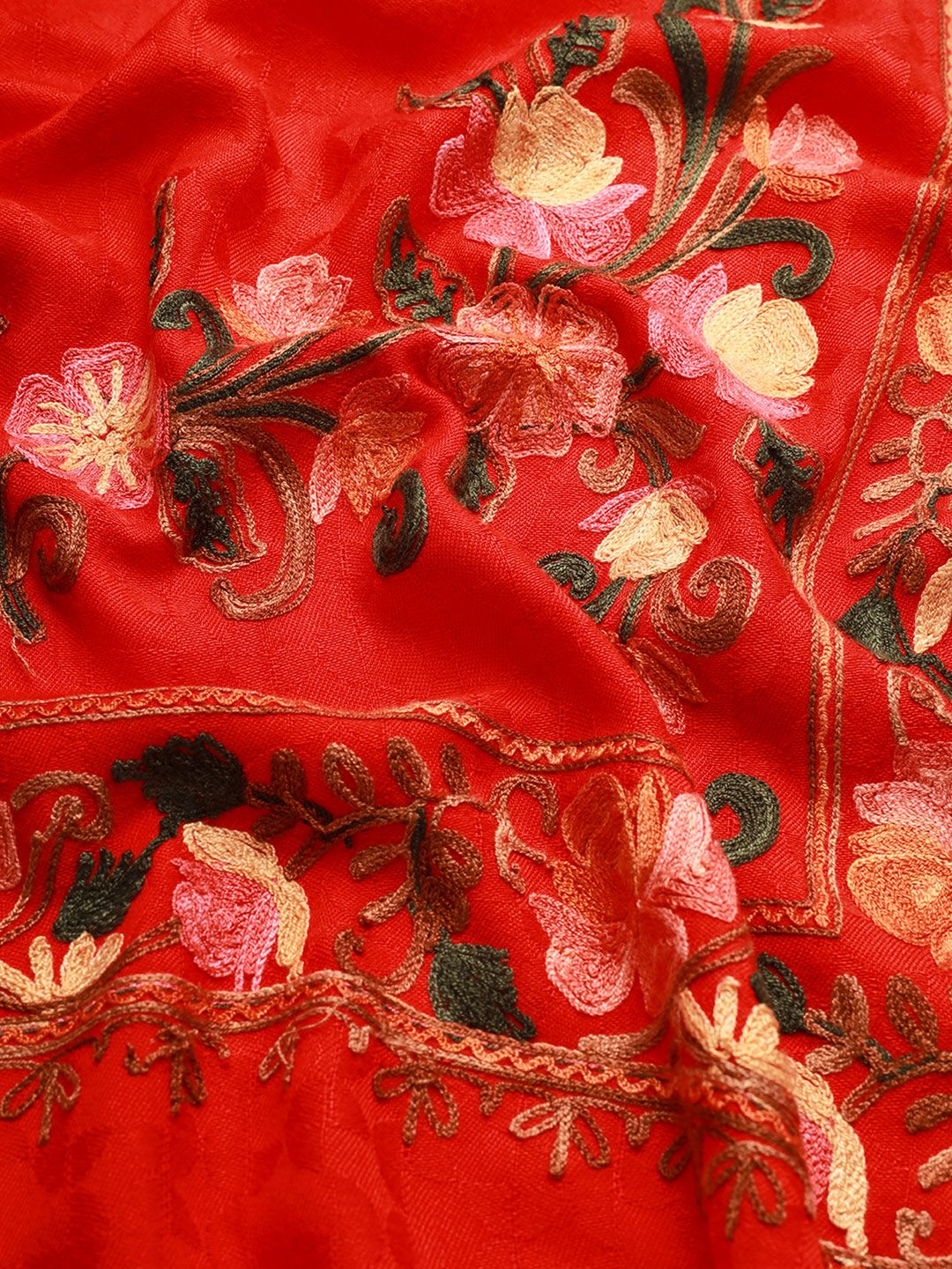 Dhiyona PA Women Red Embroidered Shawl