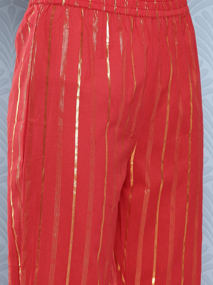 Dhiyona VA Women'sStriped Regular Pure Cotton Kurta with Trousers & With Dupatta
