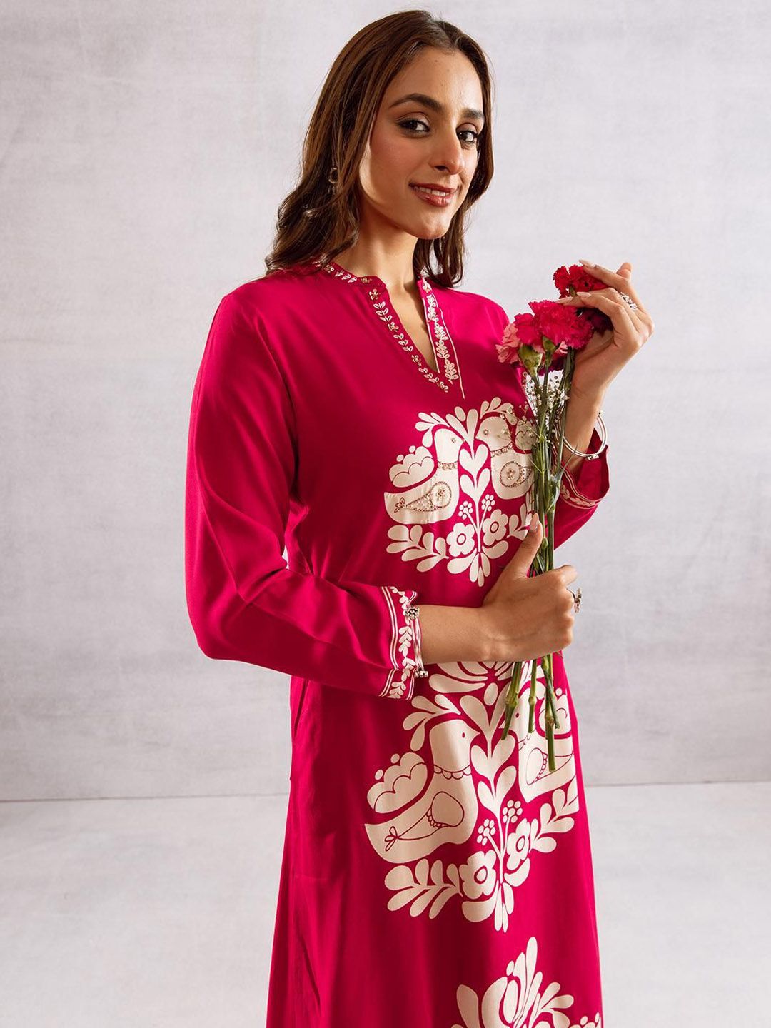 Dhiyona IS Women's Women Ethnic Motifs Print Regular Kurta with Palazzos