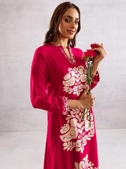 Dhiyona IS Women's Women Ethnic Motifs Print Regular Kurta with Palazzos