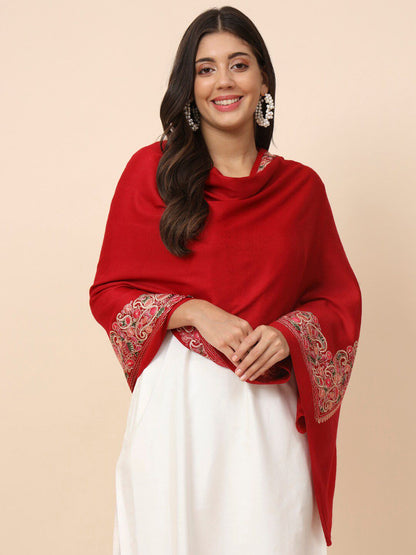 Dhiyona PA Floral Embroidered Pure Woolen Shawl
