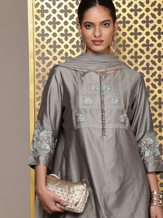 Dhiyona PD Women Yoke Design Thread Work Jashn Kurta and Palazzos with Dupatta