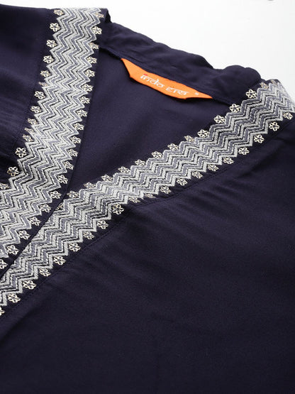 Dhiyona IE Floral Embroidered Sequinned Kurta with Trousers
