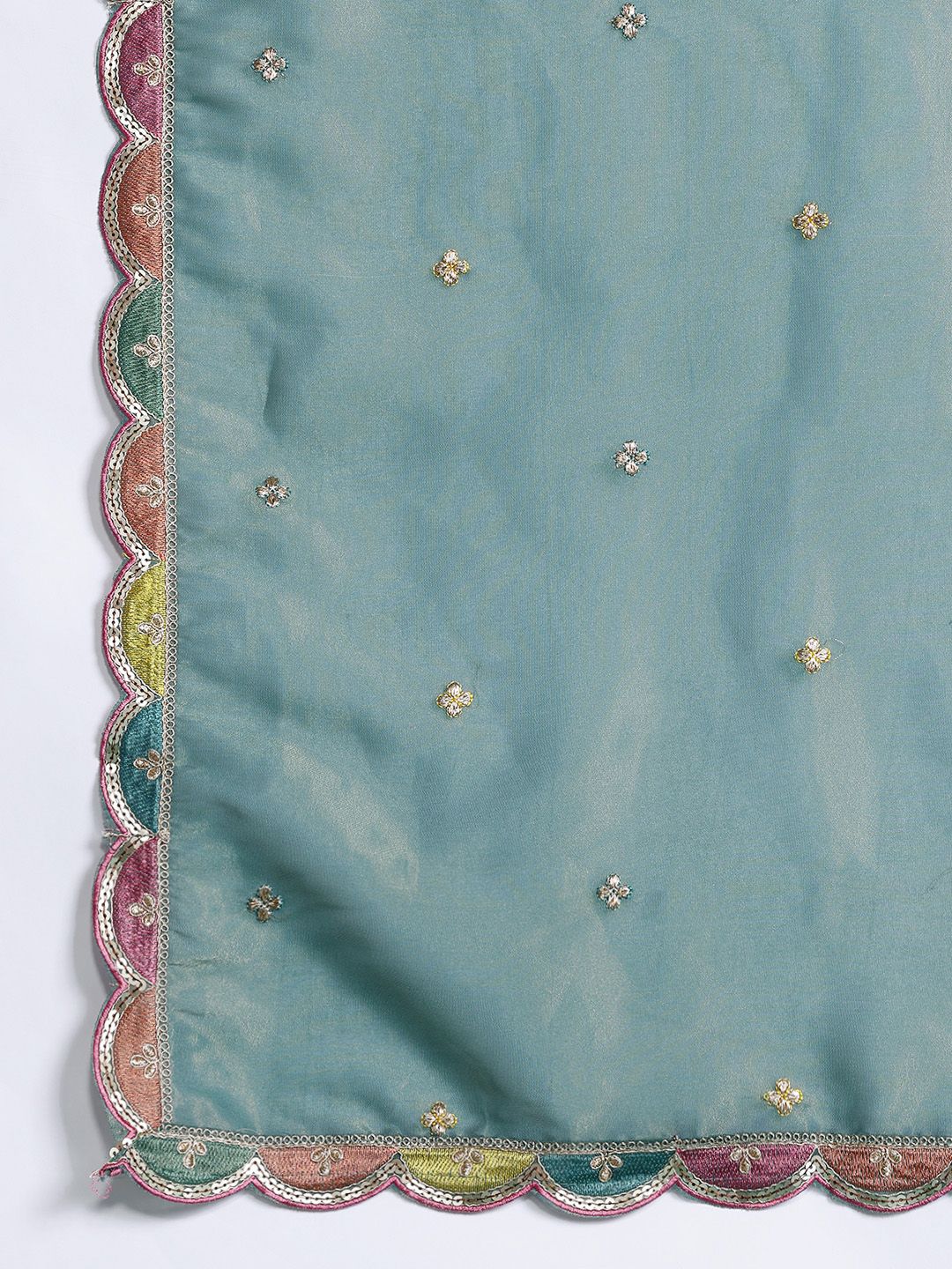 Ethnic Motifs Embroidered Sequinned Kurta with Palazzos & Dupatta