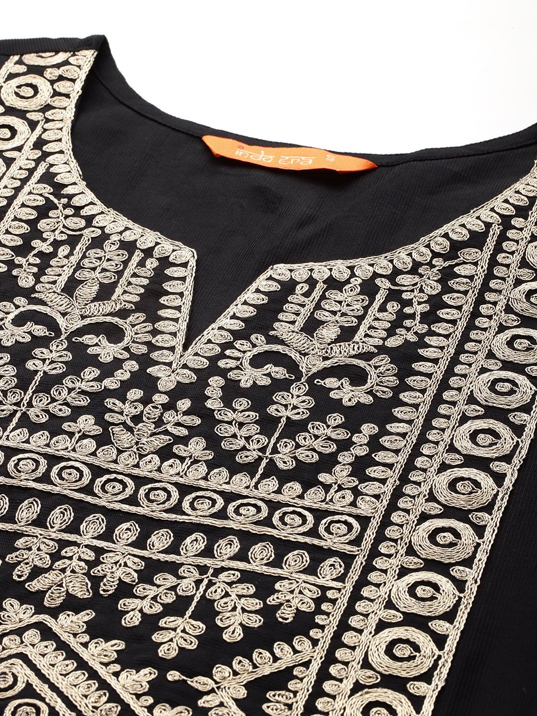 Yoke Design Zari Liva Kurta With Trousers & Dupatta