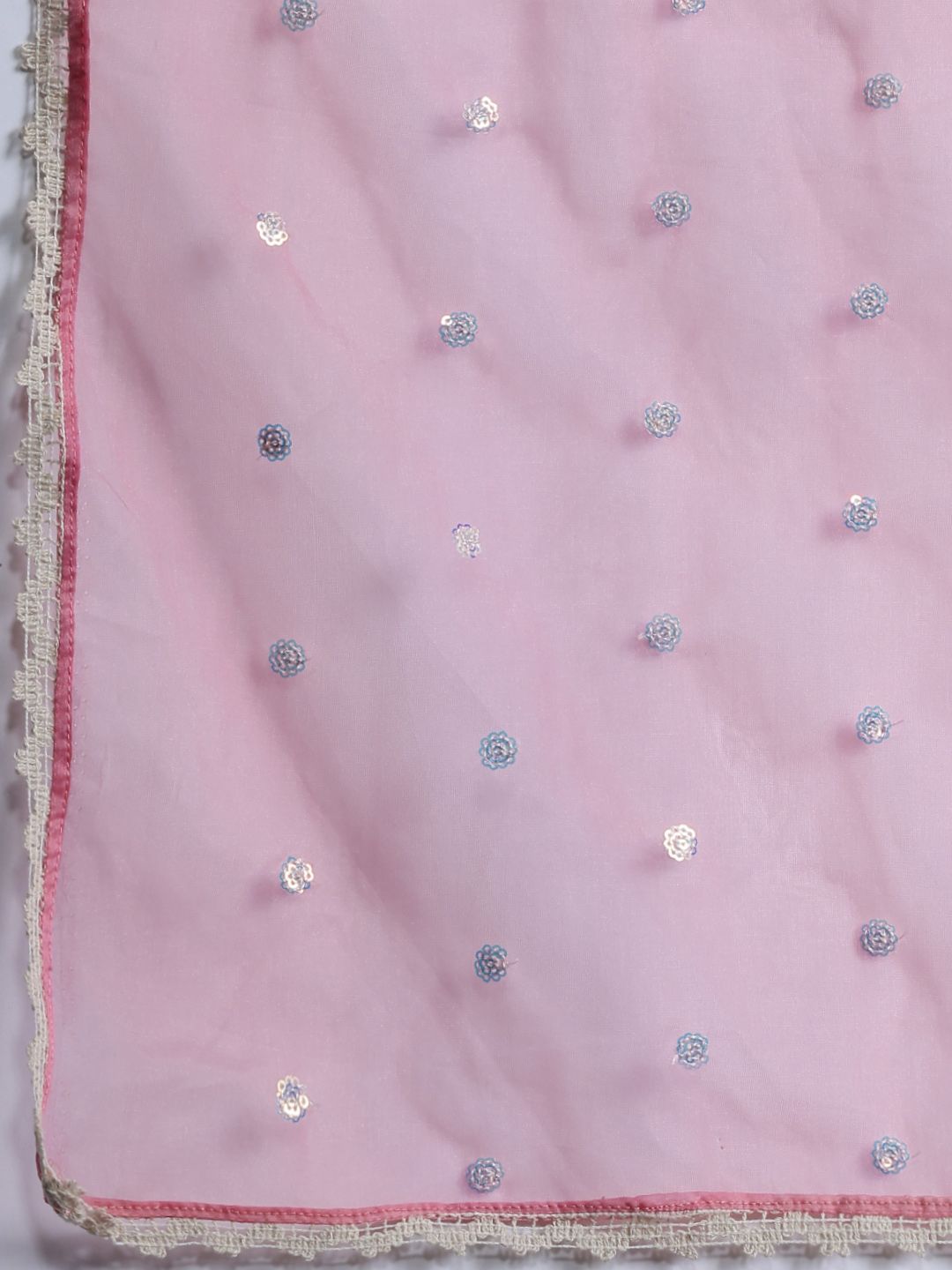 Dhiyona IE Floral Embroidered Sequinned Liva Kurta With Trousers & Dupatta
