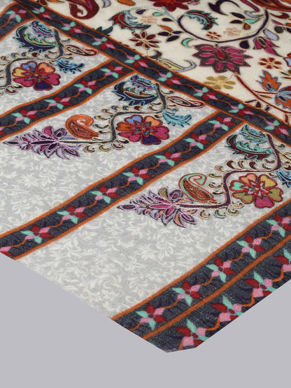 Dhiyona PA Women White Printed Pure Wool Kalamkari Shawl