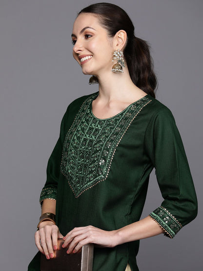 Dhiyona IE Ethnic Motifs Embroidered Sequinned Detail Straight Kurta