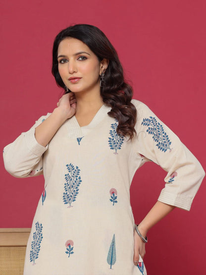 Women Floral Printed Regular Pure Cotton Kurta with Palazzos