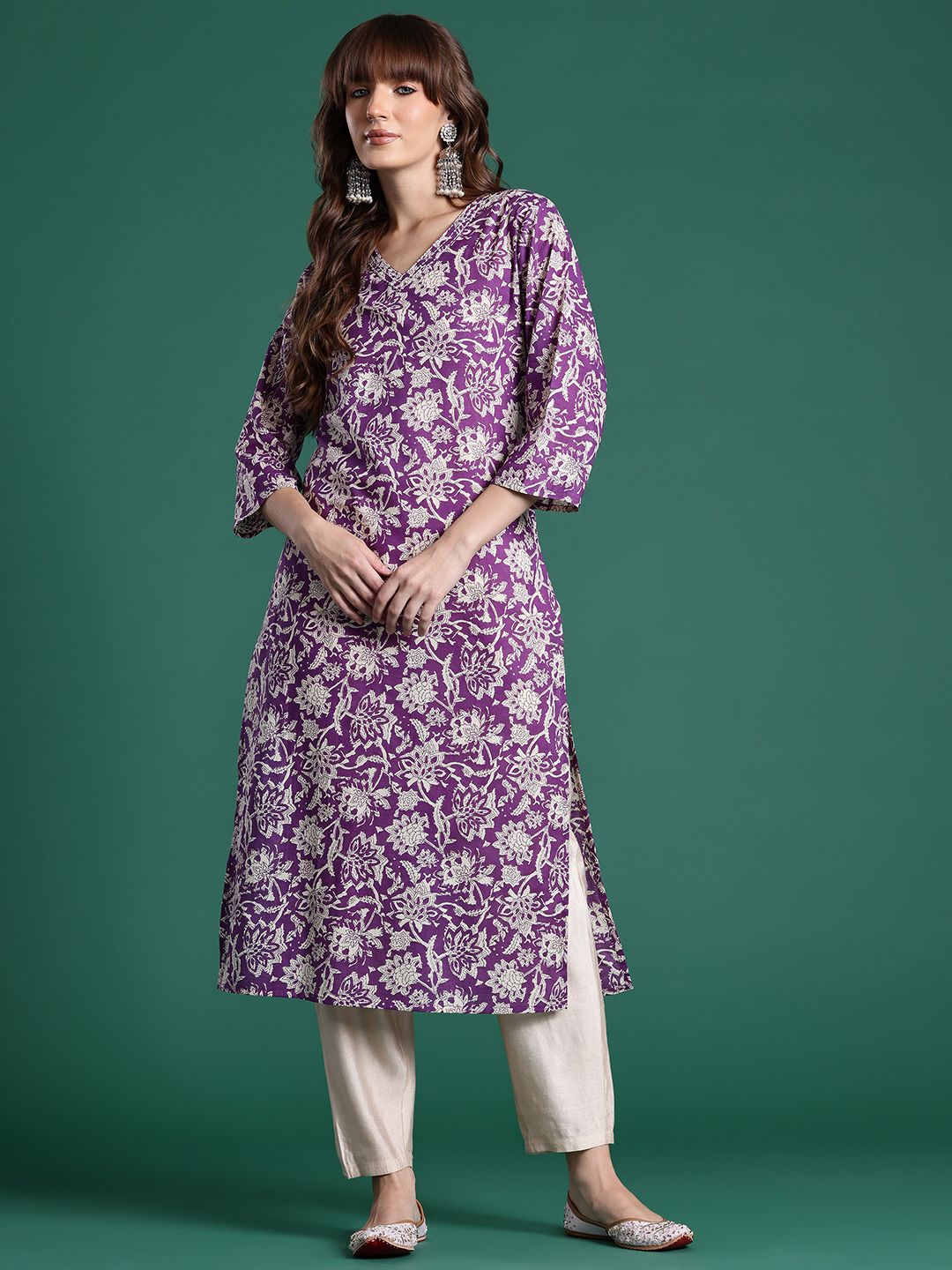 Dhiyona IE Floral Printed Pure Cotton Kurta