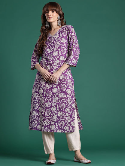 Dhiyona IE Floral Printed Pure Cotton Kurta