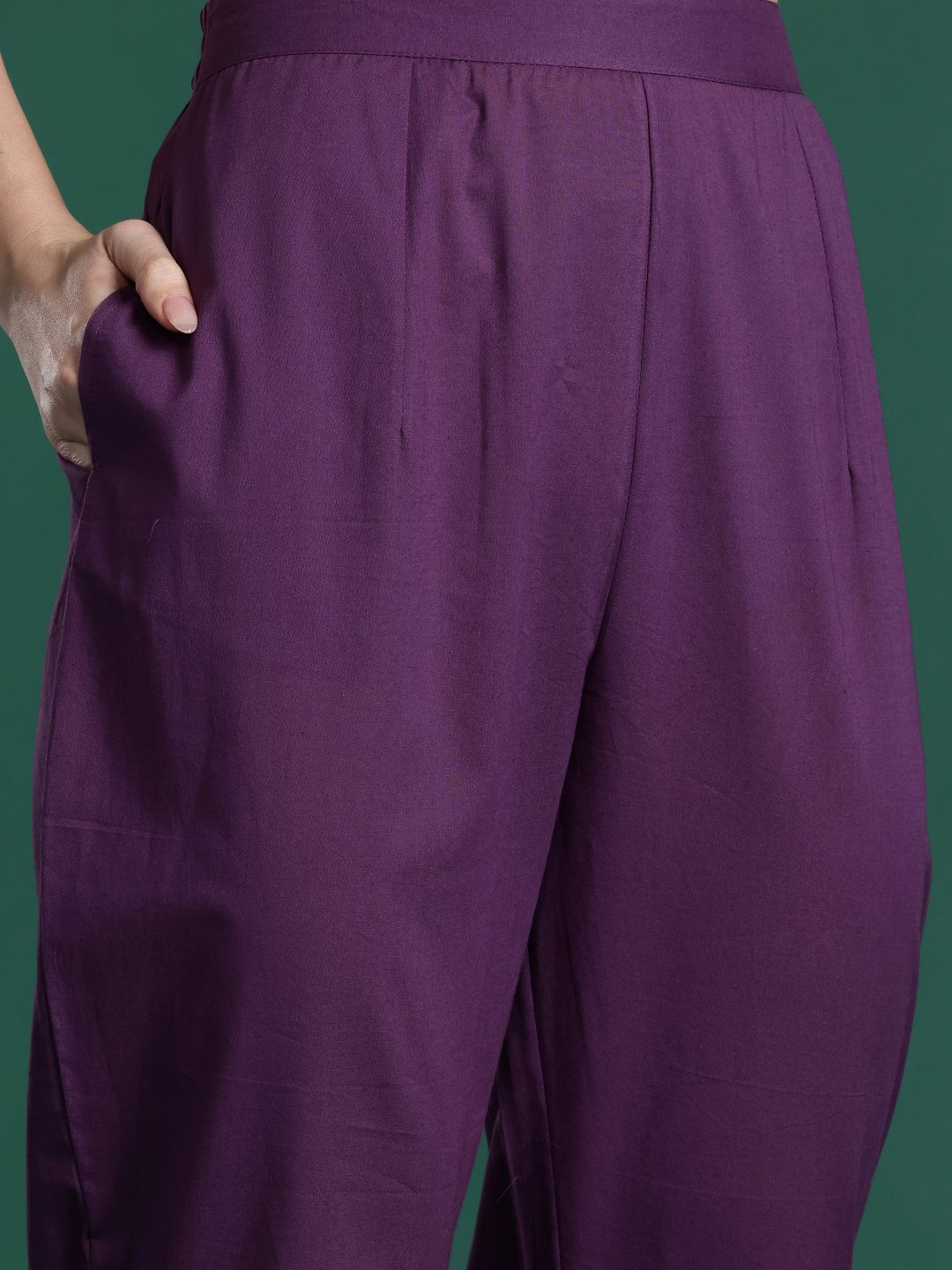 Thread Work Pure Cotton Kurta with Trousers & With Dupatta