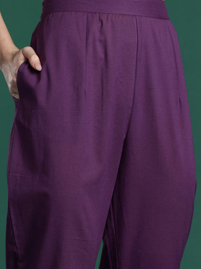 Thread Work Pure Cotton Kurta with Trousers & With Dupatta