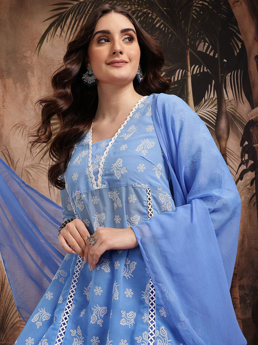 Dhiyona SN Women's Embroidered Kurta with Sharara & Dupatta