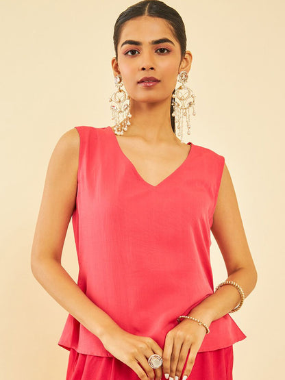 Dhiyona SO Women's Peach Coloured Floral Printed Kaftan Kurta With Inner & Trouser