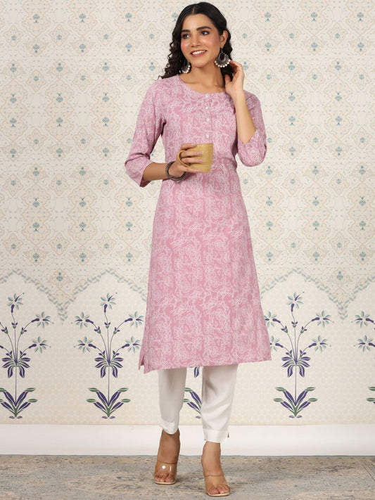 Dhiyona OD  Printed Round Neck Straight Kurta