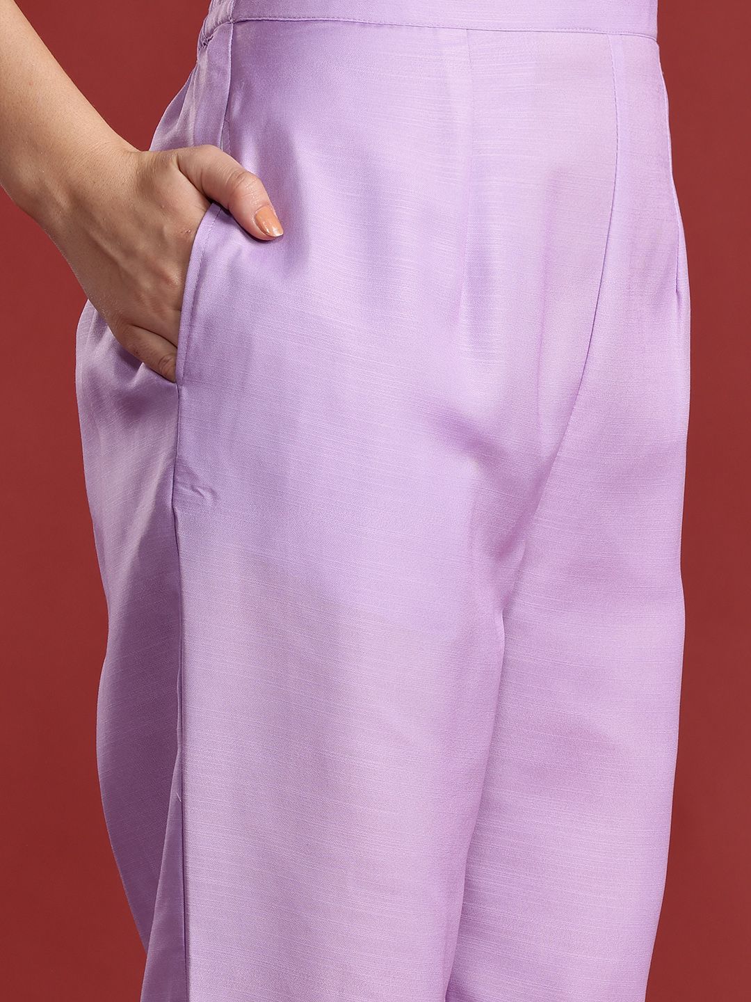 Floral Printed Thread Work Kurta with Trousers & Dupatta