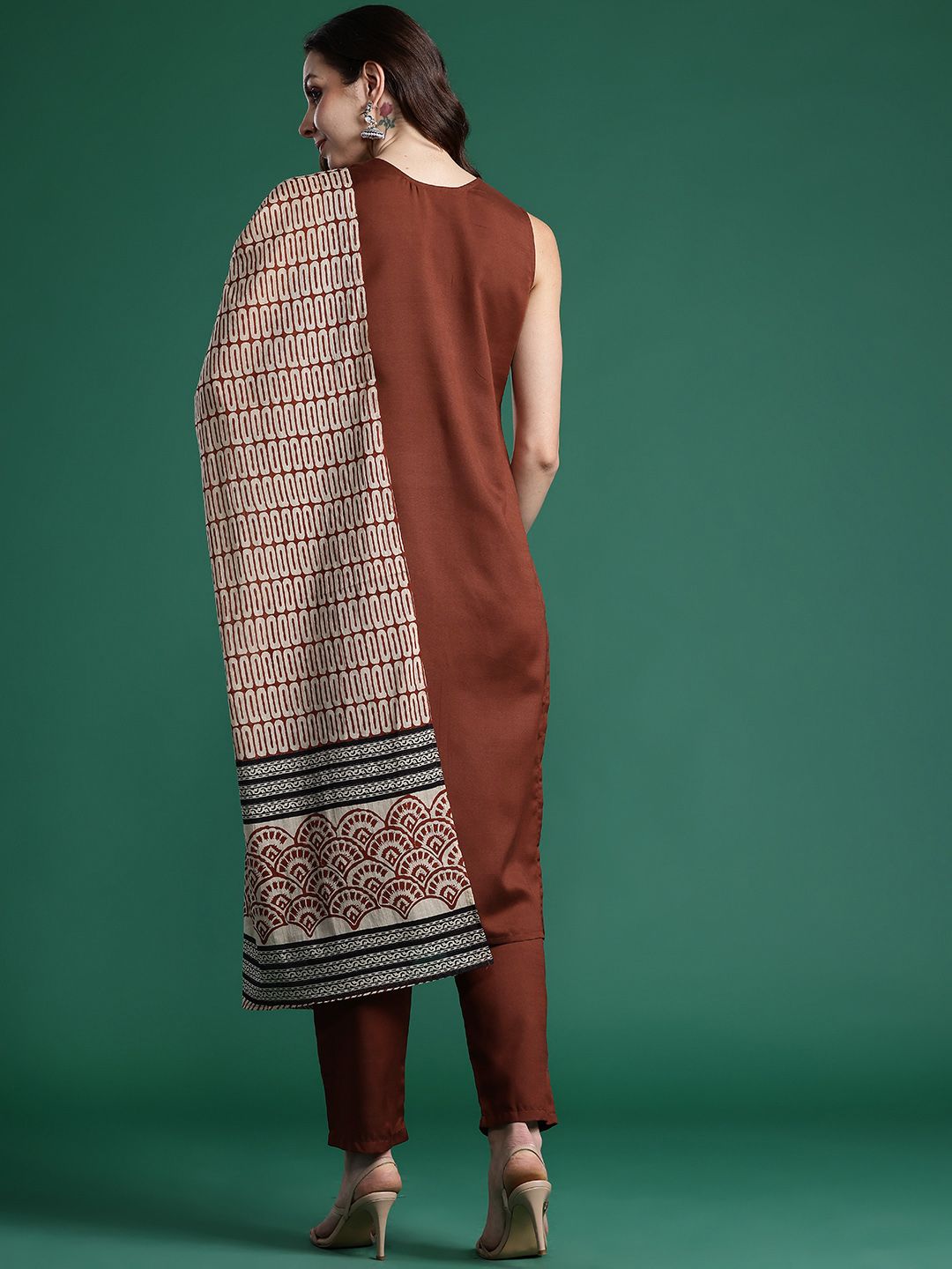 Solid Regular Kurta with Trousers & Dupatta