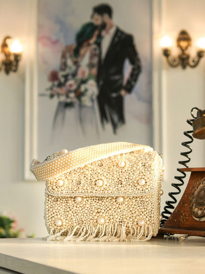 Dhiyona NR Women White Embroidered Purse Clutch