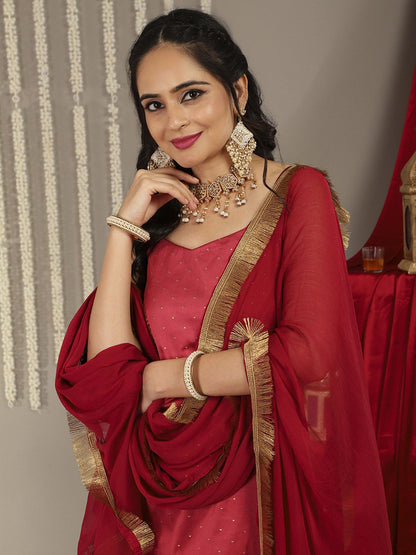 Dhiyona VA Women'sWoven Design Kurta with Trousers & Dupatta