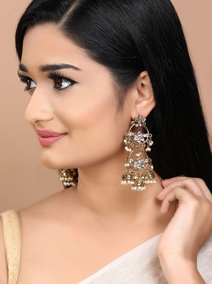 Dhiyona RJ Women's 18K Gold-Plated Kundan Jhumkas