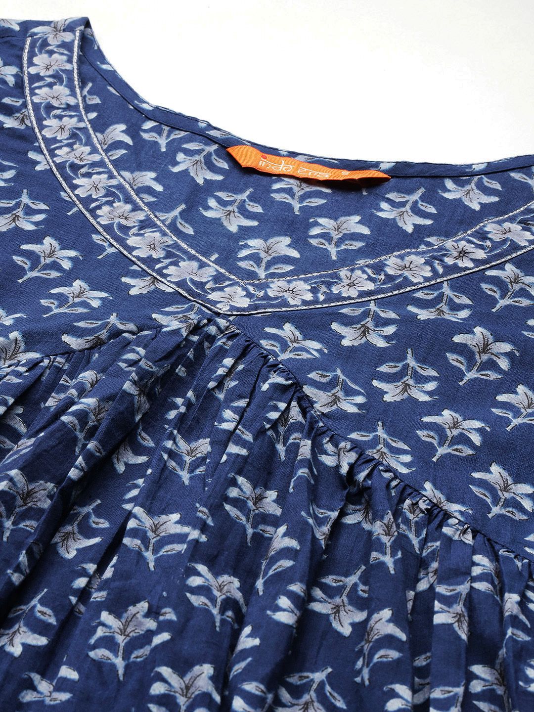 Dhiyona IE Floral Printed Empire Pure Cotton Kurta with Trousers