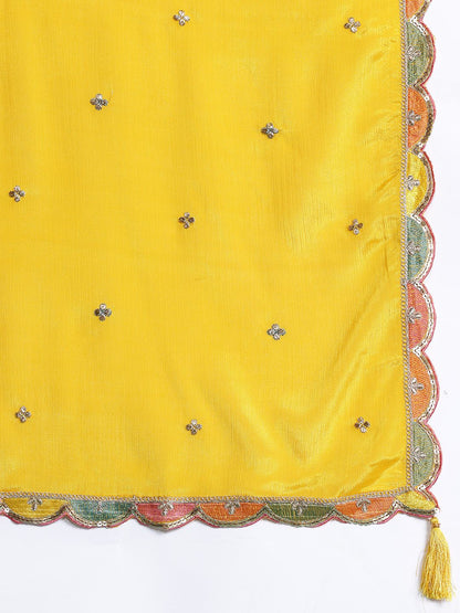 Dhiyona IE Paisley Embroidered Sequinned Kurta with Palazzos & With Dupatta