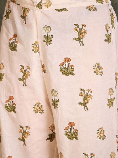 Dhiyona IE Floral Printed Pure Cotton A-Line Tunic With Palazzo