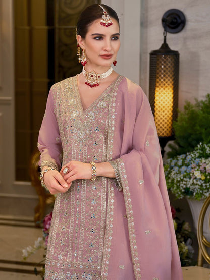 Dhiyona IE Women's Adults-Women Woven Design Embroidered Kurta with Sharara & Dupatta