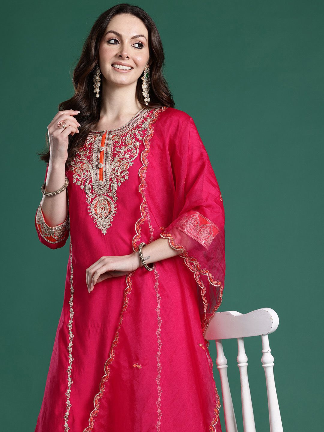 Dhiyona IE Ethnic Motifs Kurta with Trousers & Dupatta