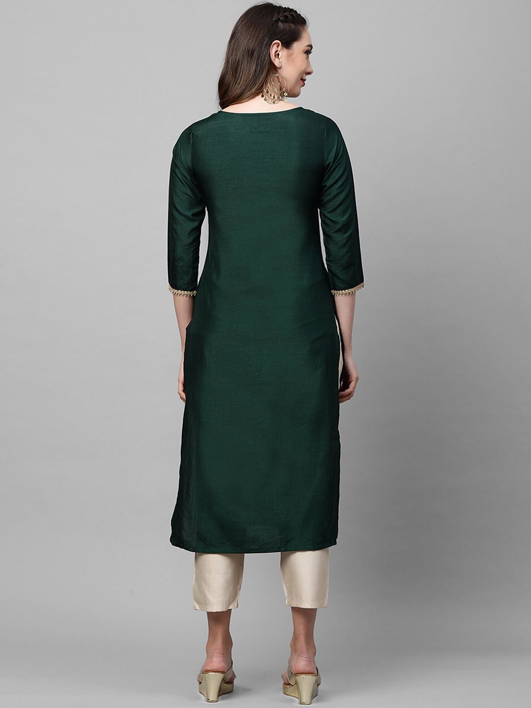Dhiyona IE Women Green Yoke Design Kurta