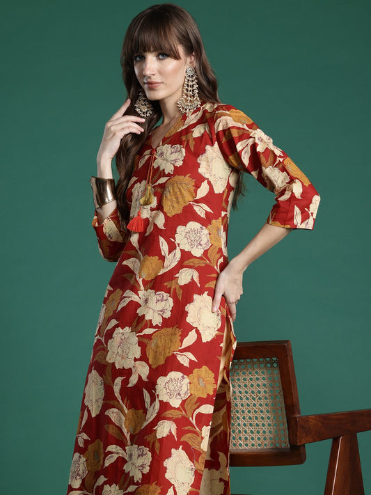 Dhiyona IE Floral Printed Pure Cotton Kurta