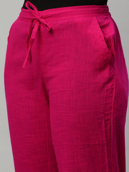 Dhiyona IS Women's Women Pink & White Bandhani Printed Kurta with Trousers