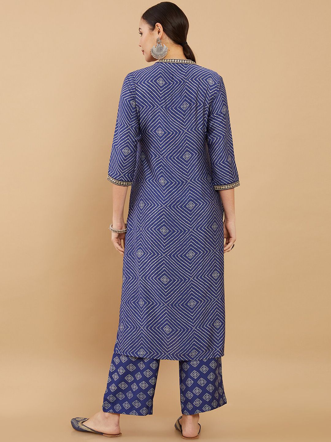 Dhiyona SO Women's Women Blue Printed Kurta with Palazzos